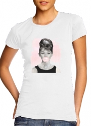 T-Shirt Manche courte cold rond femme Audrey Hepburn bubblegum