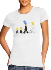 T-Shirt Manche courte cold rond femme Beatles meet the simpson