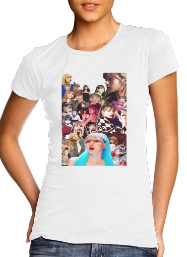 T-Shirt Manche courte cold rond femme Blackpink Lisa Collage
