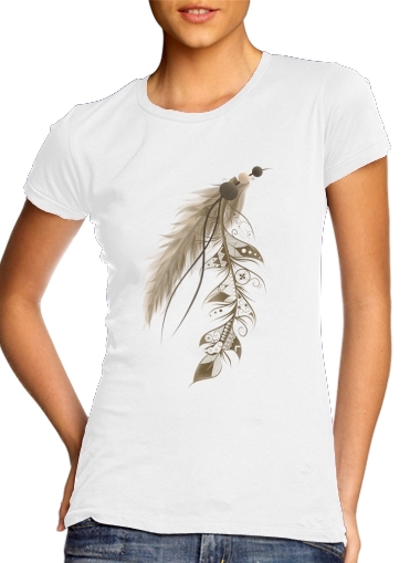 T-Shirt Manche courte cold rond femme Boho Feather