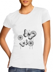 T-Shirt Manche courte cold rond femme Butterflies Dandelion