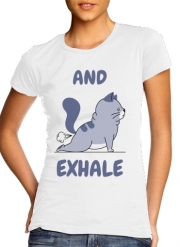 T-Shirt Manche courte cold rond femme Cat Yoga Exhale