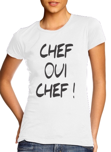 T-Shirt Manche courte cold rond femme Chef Oui Chef humour