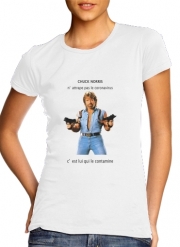 T-Shirt Manche courte cold rond femme Chuck Norris Against Covid