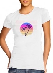 T-Shirt Manche courte cold rond femme Classic retro 80s style tropical sunset