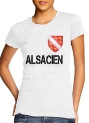 T-Shirt Manche courte cold rond femme Drapeau alsacien Alsace Lorraine