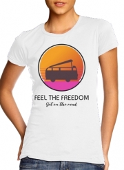 T-Shirt Manche courte cold rond femme Feel The freedom on the road