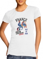 T-Shirt Manche courte cold rond femme France Football Coq Sportif Fier de nos couleurs Allez les bleus