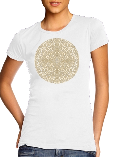 T-Shirt Manche courte cold rond femme Geometric Bohemian Mandala