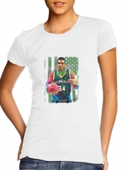 T-Shirt Manche courte cold rond femme Giannis Antetokounmpo grec Freak Bucks basket-ball