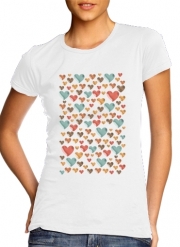 T-Shirt Manche courte cold rond femme Mosaic de coeurs