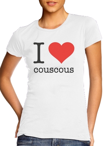 T-Shirt Manche courte cold rond femme I love couscous - Plat Boulette