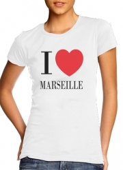 T-Shirt Manche courte cold rond femme I love Marseille