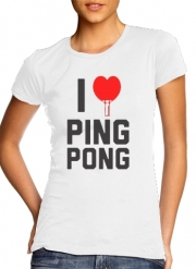 T-Shirt Manche courte cold rond femme I love Ping Pong