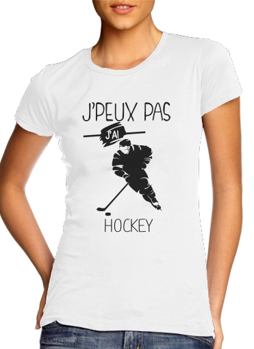T-Shirt Manche courte cold rond femme Je peux pas j'ai hockey sur glace