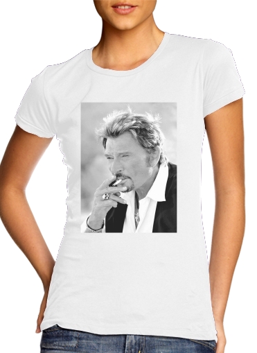 T-Shirt Manche courte cold rond femme johnny hallyday Smoke Cigare Hommage