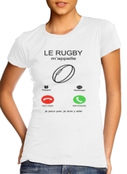 T-Shirt Manche courte cold rond femme Le rugby m'appelle