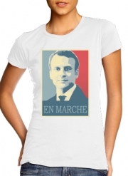 T-Shirt Manche courte cold rond femme Macron Propaganda En marche la France