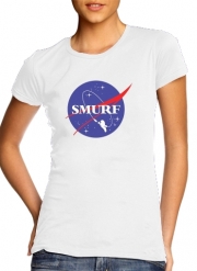 T-Shirt Manche courte cold rond femme Nasa Parodie Smurfs in Space