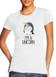 T-Shirt Manche courte cold rond femme Pingouin wants to be unicorn