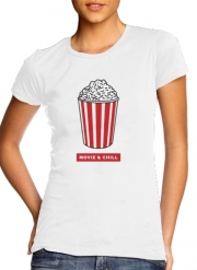 T-Shirt Manche courte cold rond femme Popcorn movie and chill