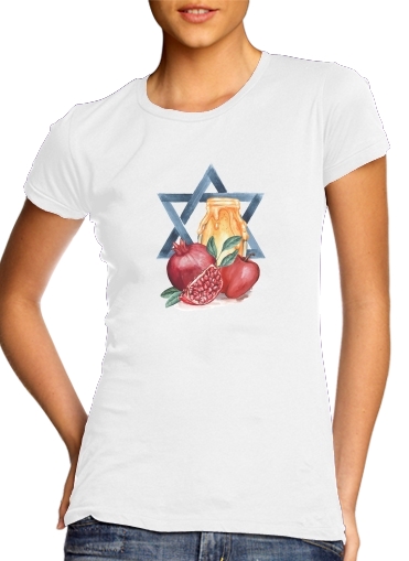 T-Shirt Manche courte cold rond femme Shana tova Honey Fruits Card