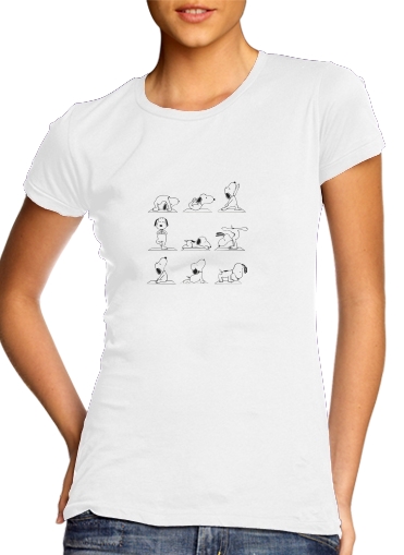 T-Shirt Manche courte cold rond femme Snoopy Yoga