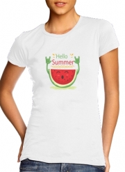 T-Shirt Manche courte cold rond femme Summer pattern with watermelon