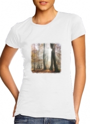 T-Shirt Manche courte cold rond femme Rayons de soleil en foret brumeuse mystique