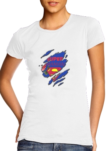 T-Shirt Manche courte cold rond femme Super Maman