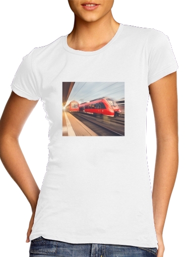 T-Shirt Manche courte cold rond femme Train rouge a grande vitesse