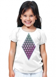 T-Shirt Fille Abstract bright floral geometric pattern teal pink white