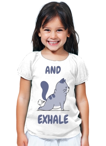T-Shirt Fille Cat Yoga Exhale