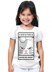 T-Shirt Fille Christmas makes me Angry cat