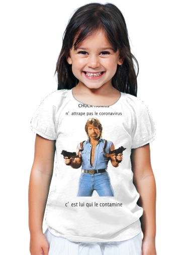T-Shirt Fille Chuck Norris Against Covid