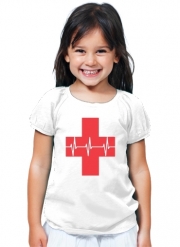 T-Shirt Fille Croix de secourisme EKG Heartbeat