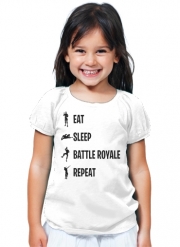 T-Shirt Fille Eat Sleep Battle Royale Repeat