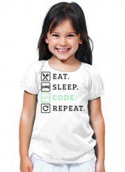 T-Shirt Fille Eat Sleep Code Repeat