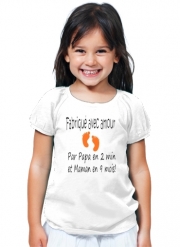 T-Shirt Fille Fabriqué avec amour Papa en 2 min et maman en 9 mois