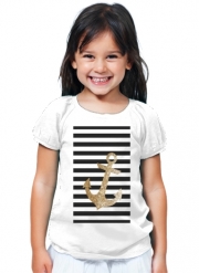 T-Shirt Fille gold glitter anchor in black