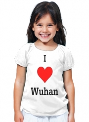 T-Shirt Fille I love Wuhan Coronavirus