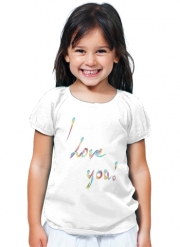 T-Shirt Fille I love you texte rainbow