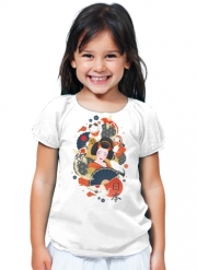 T-Shirt Fille Japanese geisha surrounded with colorful carps