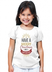 T-Shirt Fille Merry Christmas and happy new year
