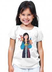 T-Shirt Fille Mulan Princess Watercolor Decor
