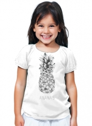 T-Shirt Fille Ananas en noir et blanc