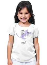 T-Shirt Fille Reiki Animal chat violet