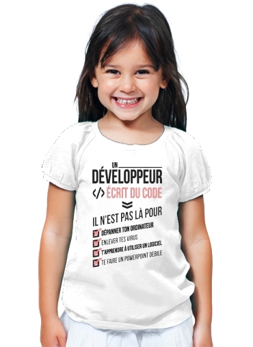 T-Shirt Fille Un développeur écrit du code Stop