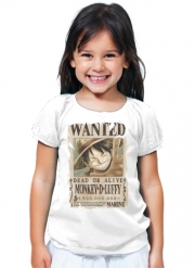T-Shirt Fille Wanted Luffy Pirate
