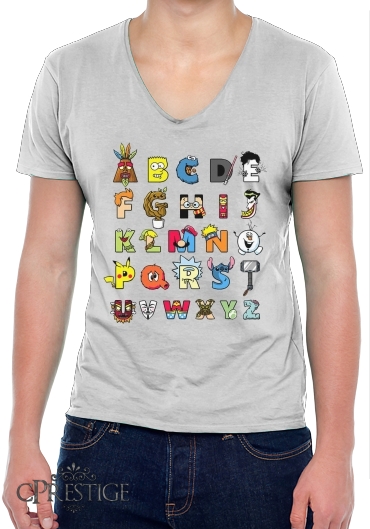 T-Shirt homme Col V Alphabet Geek